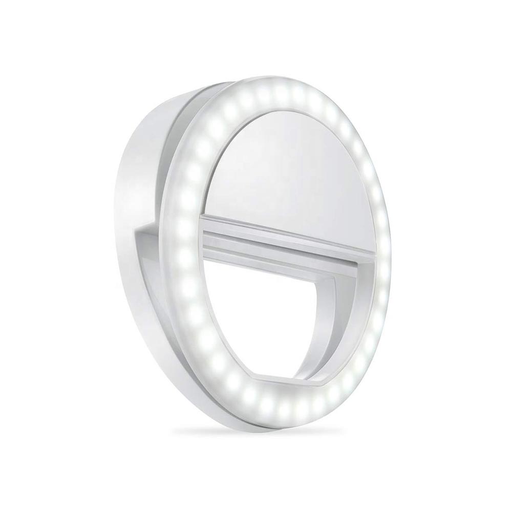 Portable beauty flash LED selfie ring light with clip
